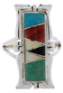 Sterling Silver Multicolor Inlay Southwestern Ring Size 6-3/4 WX41274
